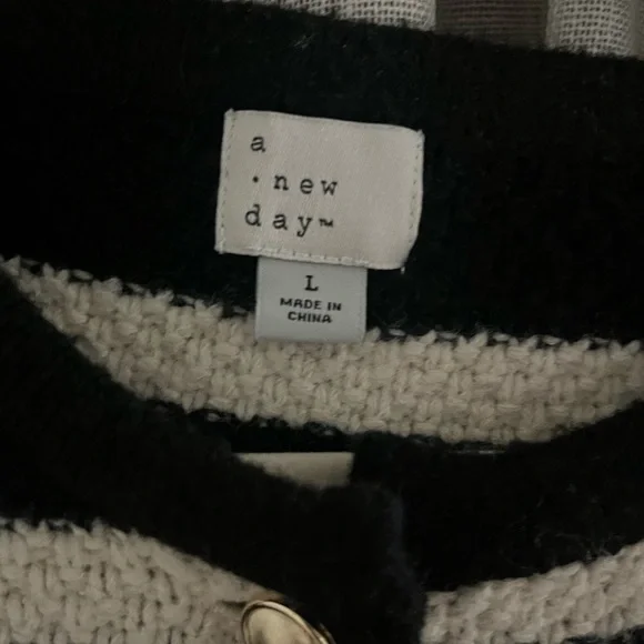 A New Day Black & White Striped Button-Front Cardigan - Picture 4 of 4